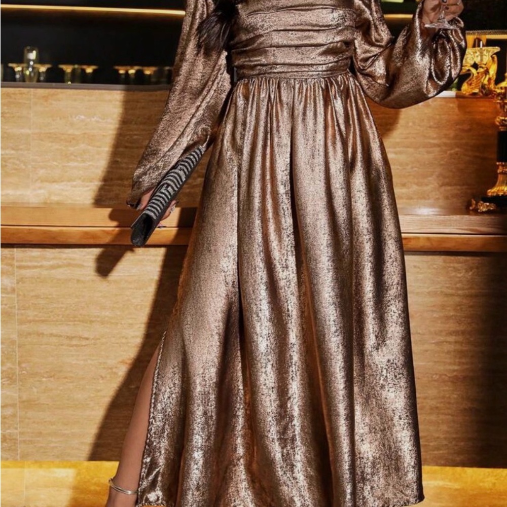 NWOTDistressed Gold Metallic Dress